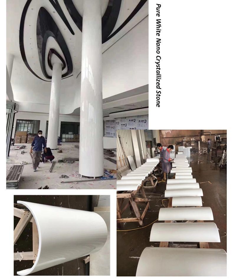 White Nano Glass stone column cladding(001) White Nano Glass stone column cladding(001)
