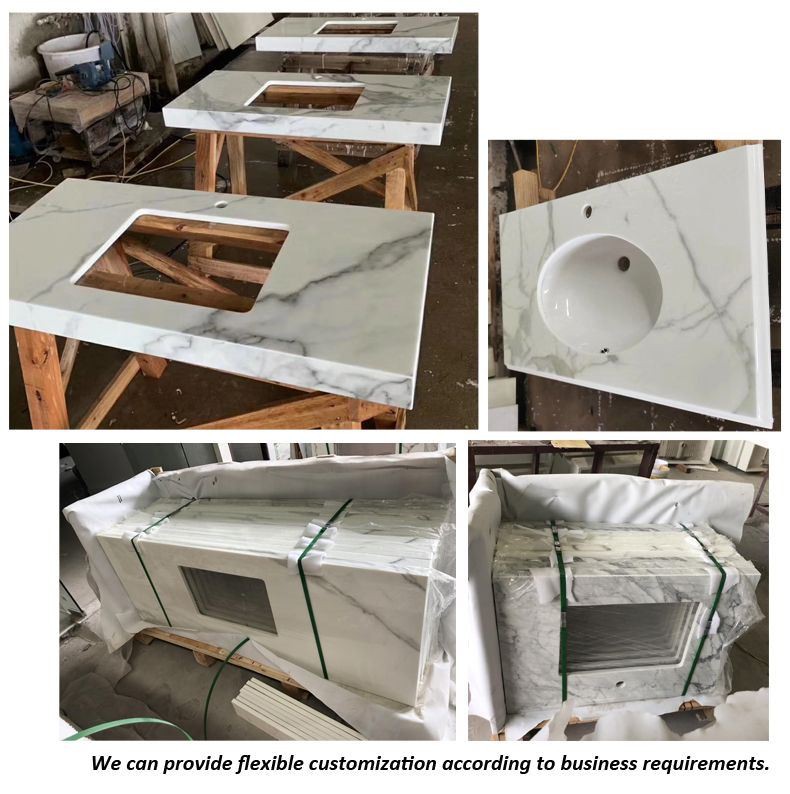 Calacatta Marble Nano Crystallized Stone Vanity top(001) Calacatta Marble Nano Crystallized Stone Vanity top(001)