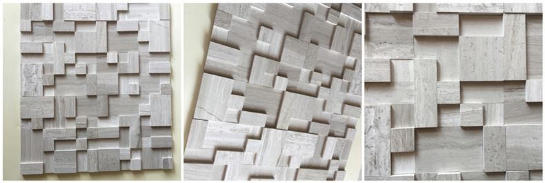 Grey Wooden Marble 3D Mosaic Grey Wooden Marble 3D Mosaic