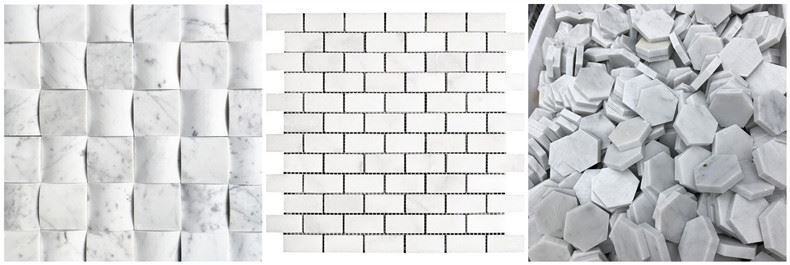 White Cararra Marble 3D Mosaic White Cararra Marble 3D Mosaic