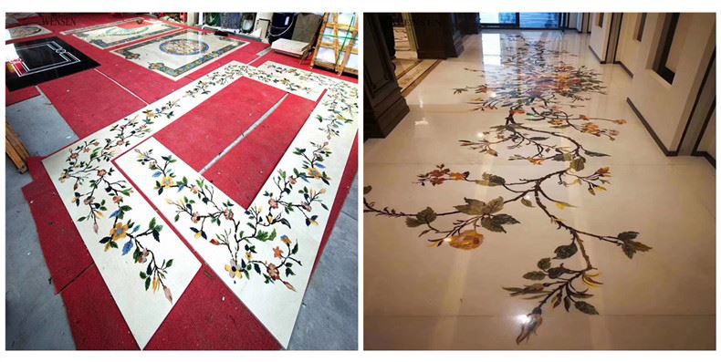 Waterjet Flower Pattern Medallion Marble Stone Waterjet Flower Pattern Medallion Marble Stone