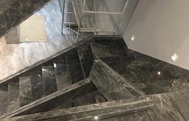 Turkish Dark Grey Marble L Shape Staircase Turkish Dark Grey Marble L Shape Staircase