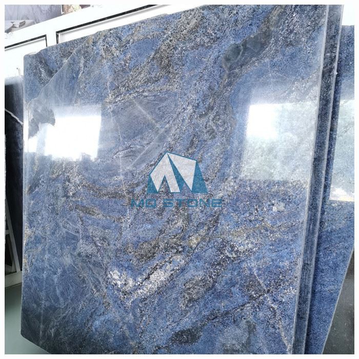 Polished Brass Blue Granite Slab
