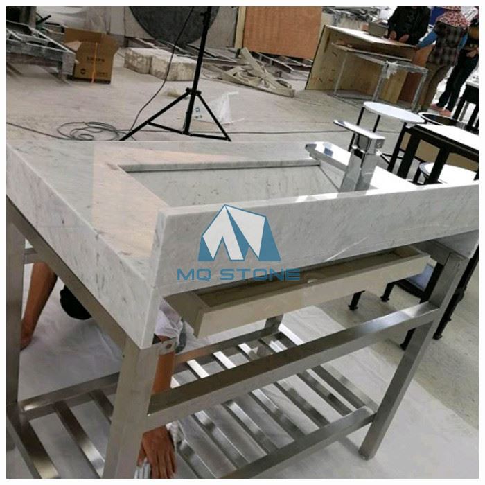 White Carrara Marble Bathroom Vanity Top