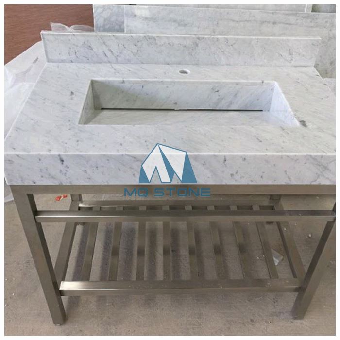 White Carrara Marble Vanity Top Slab