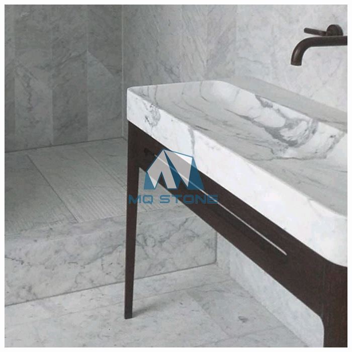 White Carrara Marble Rectangle Basin