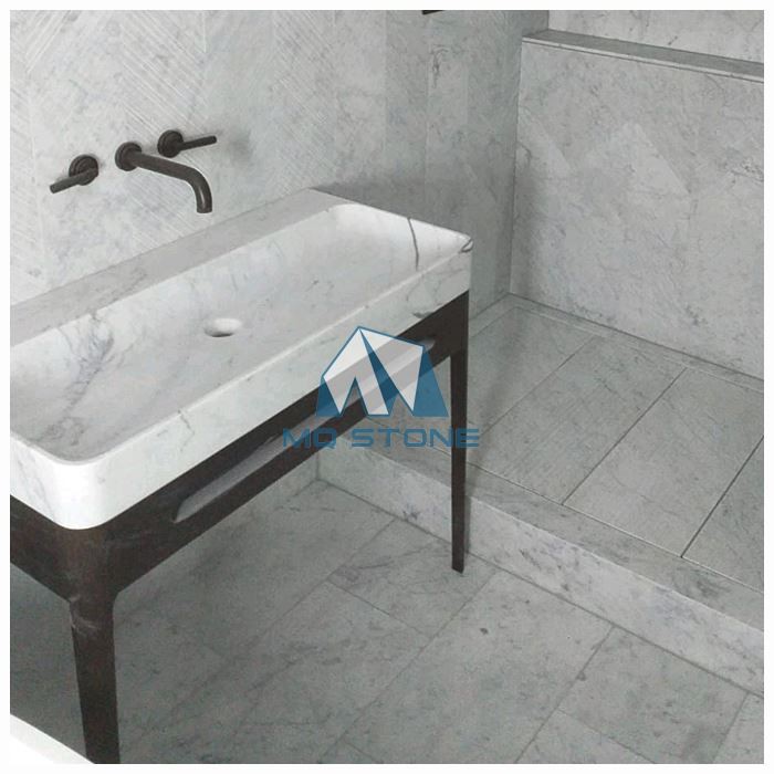 White Carrara Marble Counter Top Basin