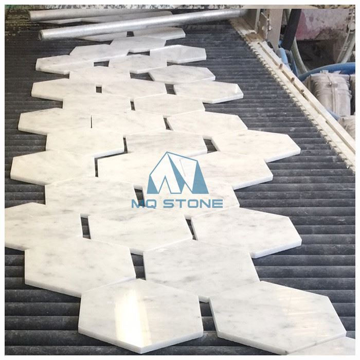 White Carrara Marble Hexagon Floor Tile