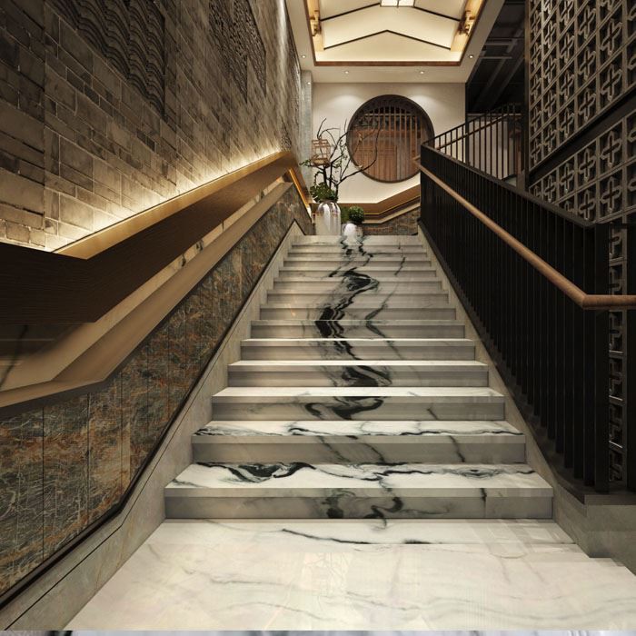 Panda white marble Stair tile Panda white marble Stair tile