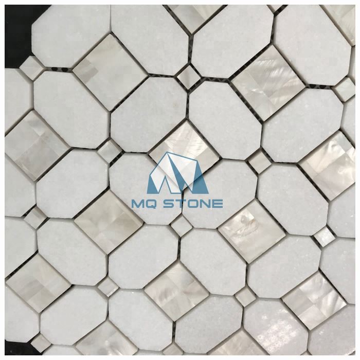 Thassos White Marble Mosaic With Shell