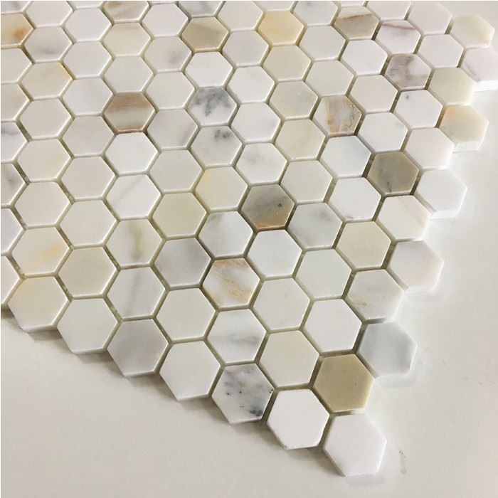 Calacatta gold marble hexagon mosaic sheet