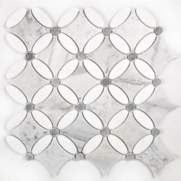 calacatta white marble flower shape mosaic calacatta white marble flower shape mosaic