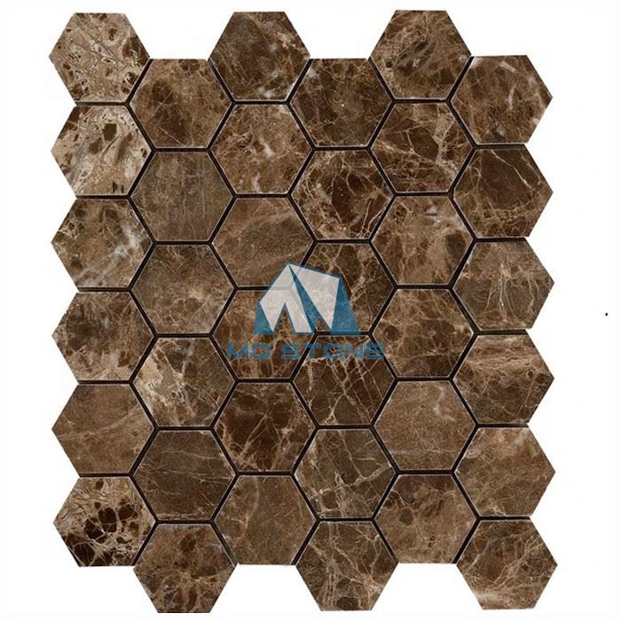 Dark Emperador Marble Hexagon Mosaic