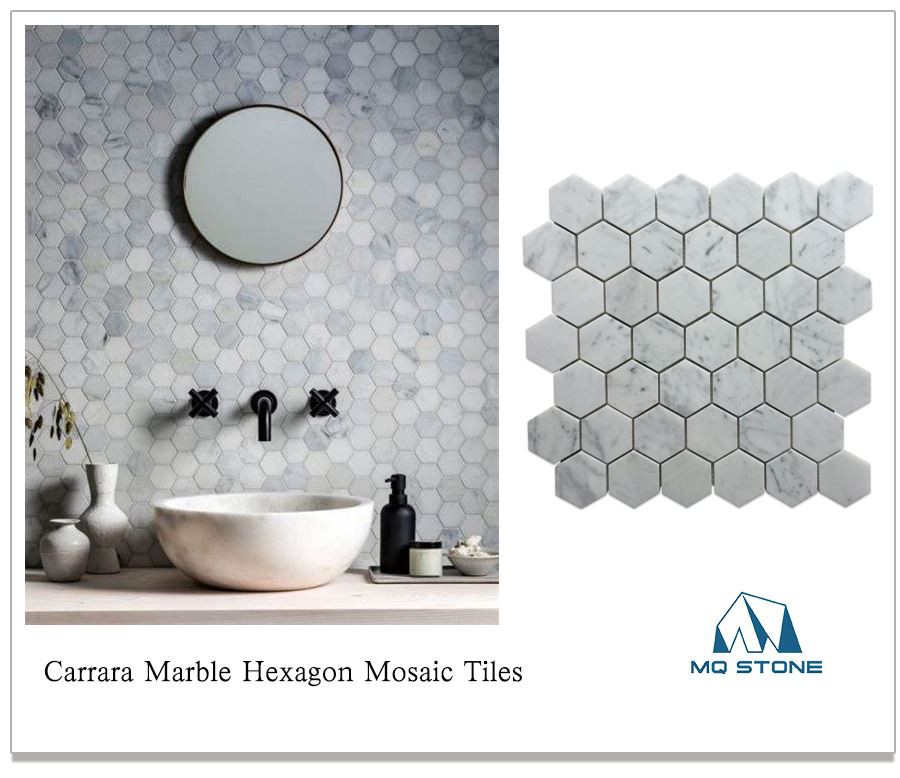 Carrara Marble Hexagon Mosaic Tiles Carrara Marble Hexagon Mosaic Tiles