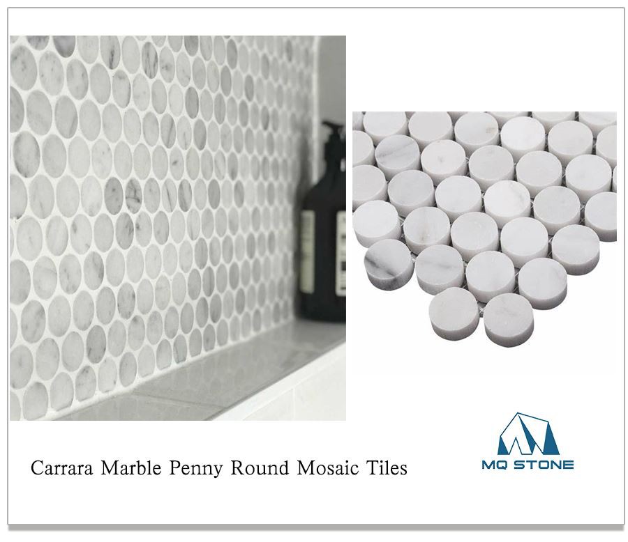Carrara Marble Penny Round Mosaic Tiles Carrara Marble Penny Round Mosaic Tiles