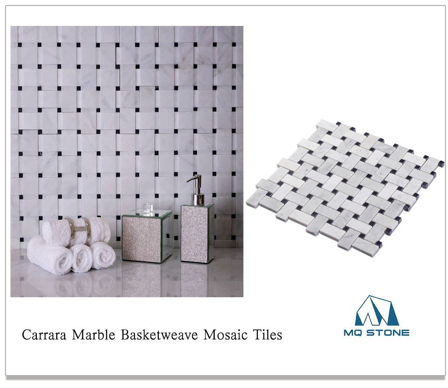 Carrara Marble Basketweave Mosaic Tiles Carrara Marble Basketweave Mosaic Tiles