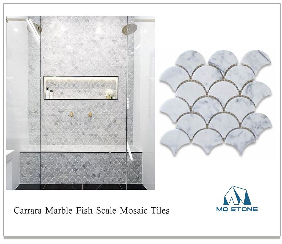 Carrara Marble Fish Scale Mosaic Tiles Carrara Marble Fish Scale Mosaic Tiles