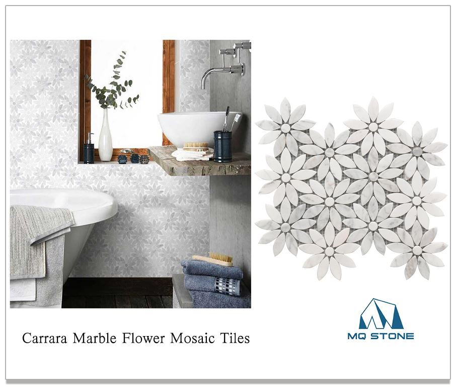 Carrara Marble Flower Mosaic Tiles Carrara Marble Flower Mosaic Tiles