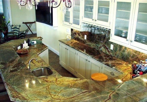Rainforest Green Marble U Shape Countertops Rainforest Green Marble U Shape Countertops