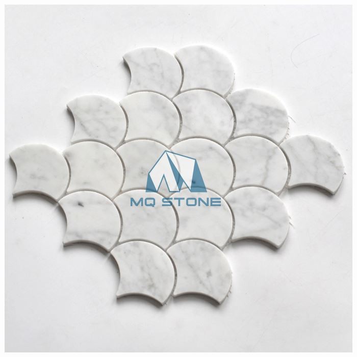Carrara Marble Fan Mosaic Tiles