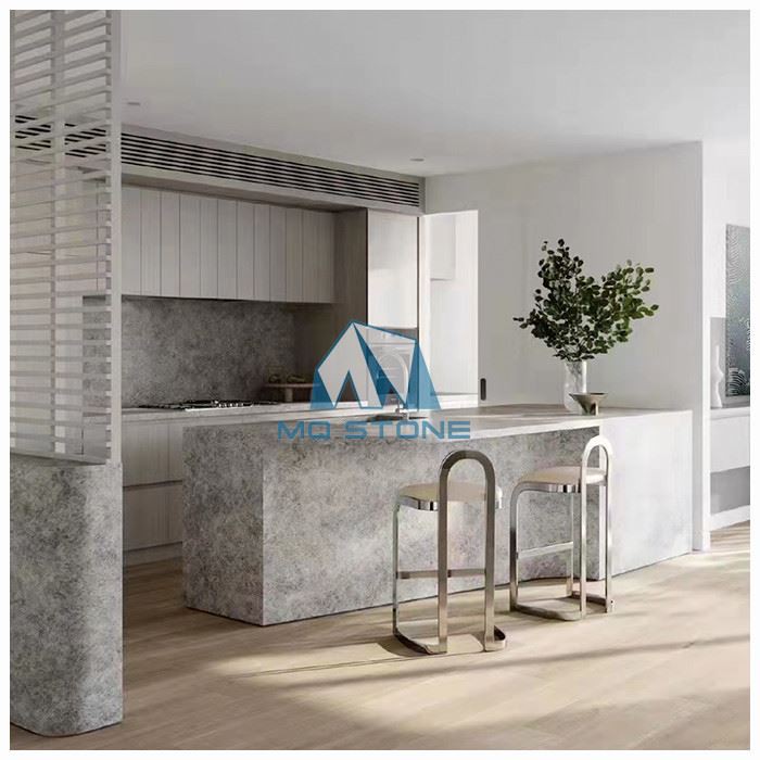 Tundra Gey Marble Kitchen Island Top Designs