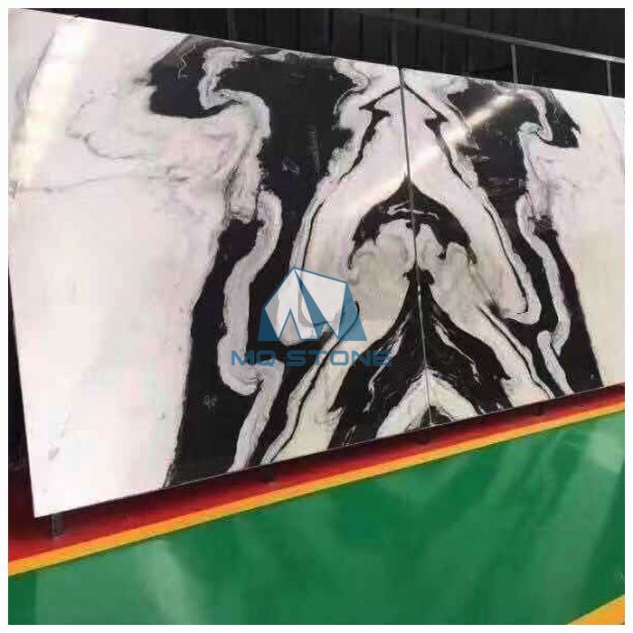 White Panda Marble Book Match Slab