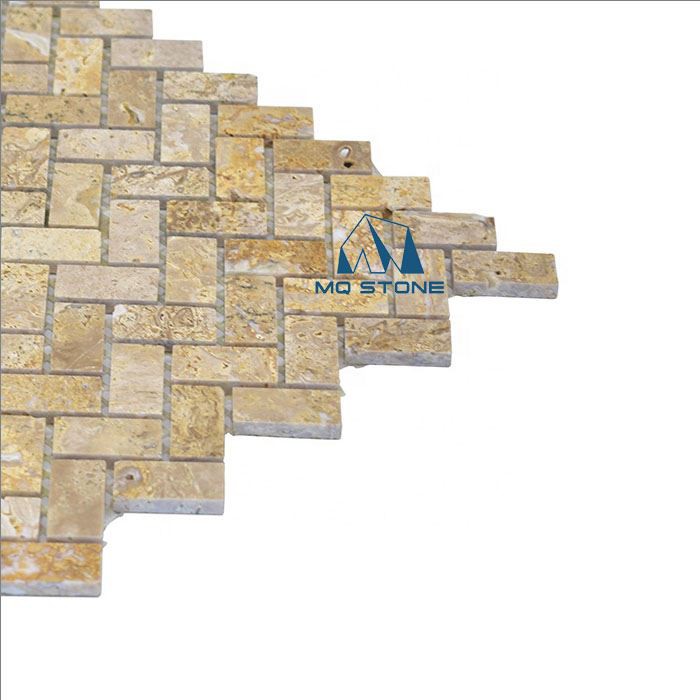 Beige travertine mosaic stone Beige travertine mosaic stone