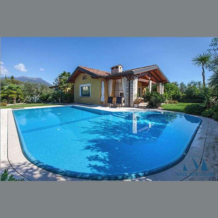 Polished blue glass mosaic tile