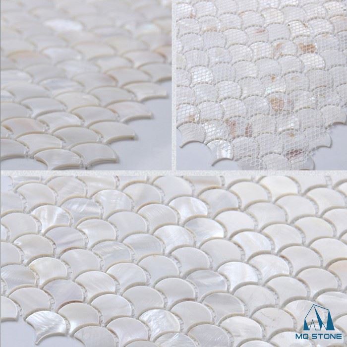 Natural mother of white pearl shell mosaic