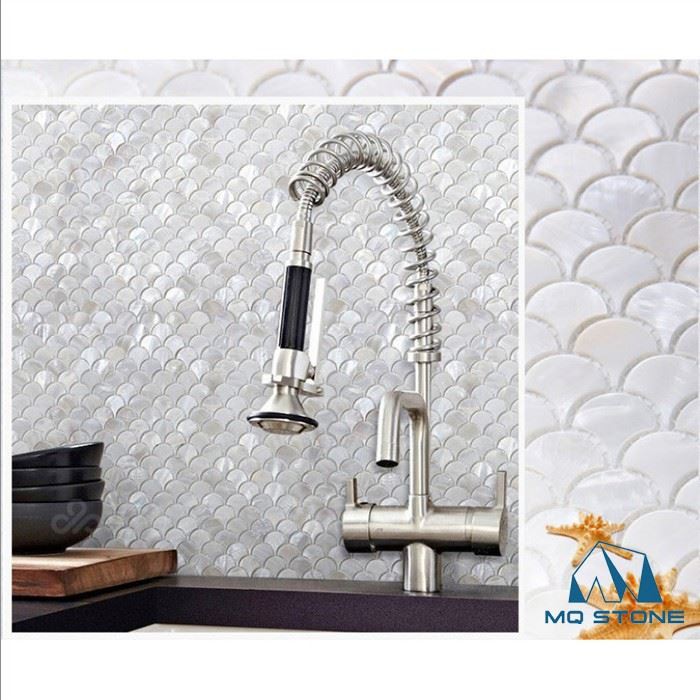 kitchen pearl shell mosaic backsplash