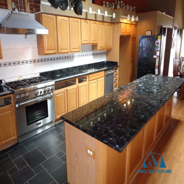 kitchens with blue granite countertops