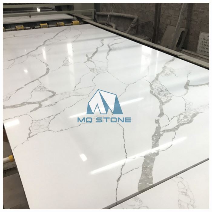 White Calacatta Quartz Slab For Bathroom Vanity Tops