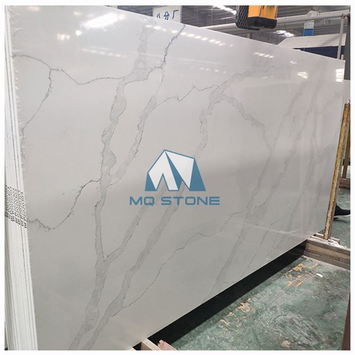 Bianco Calacatta Quartz Slabs For Bathroom Countertops