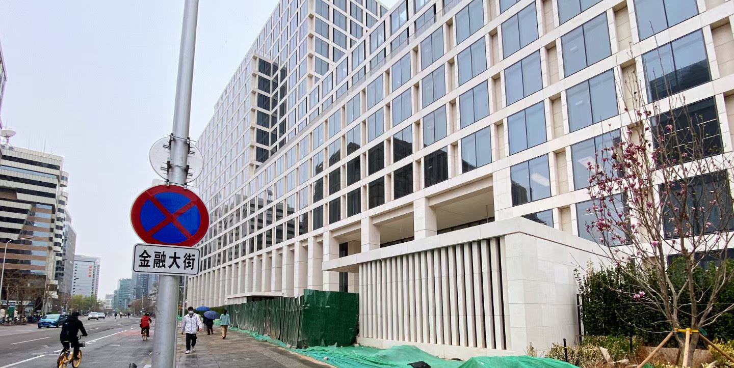 Beige Limestone Building Wall Facade Beige Limestone Building Wall Facade