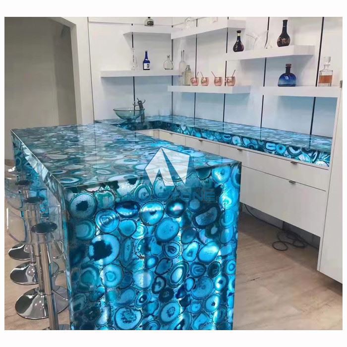 Blue Agate Backlit Kitchen Countertops