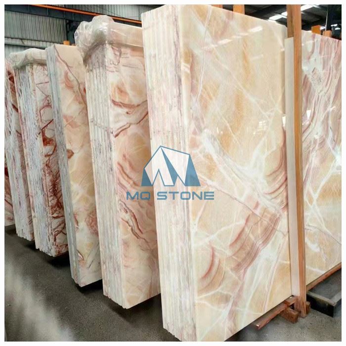 Orange Onyx Stone Slabs For Hotel Lobby Projects
