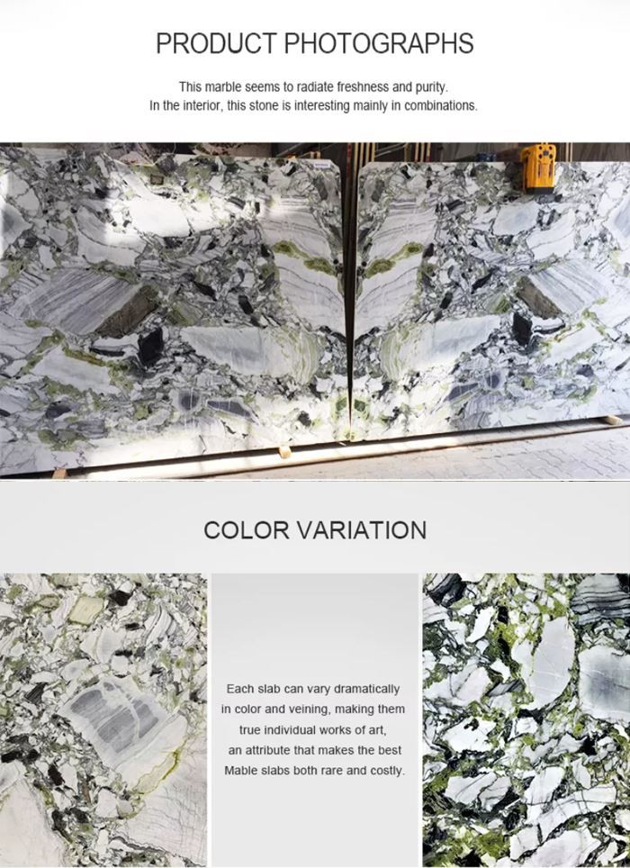 White and green marble slabs White and green marble slabs