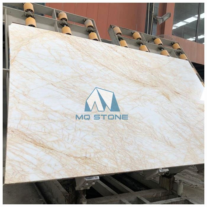 White Golden Spider Marble Slab