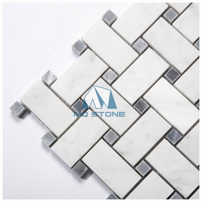 Carrara Marble Basketweave Mosaic Tile