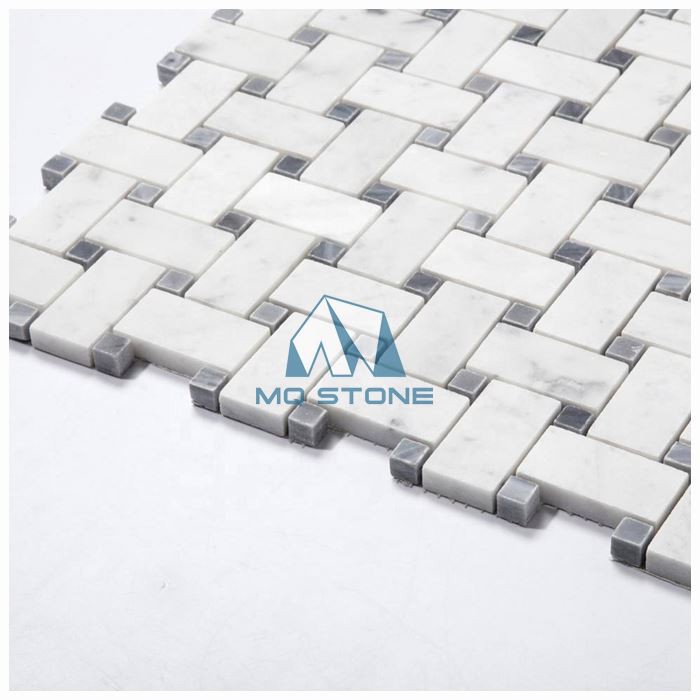 Carrara White Marble Basketweave Tile