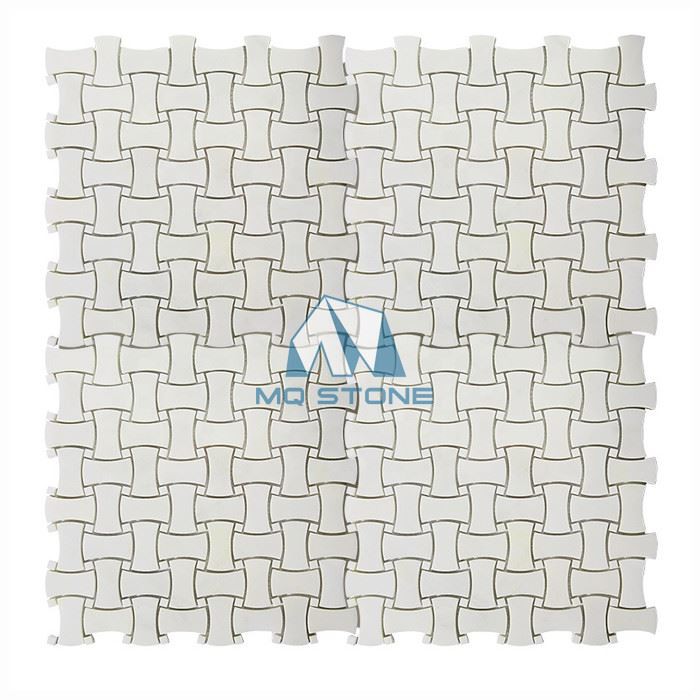 Polished Marble Mosaic Basketweave Tile