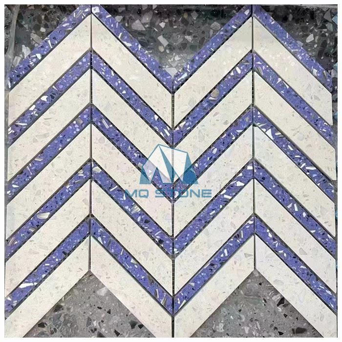 Terrazzo Stone Herringbone Mosaic Tiles Terrazzo Stone Herringbone Mosaic Tiles