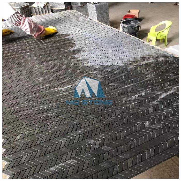 Basalt Stone Herringbone Mosaic Tile