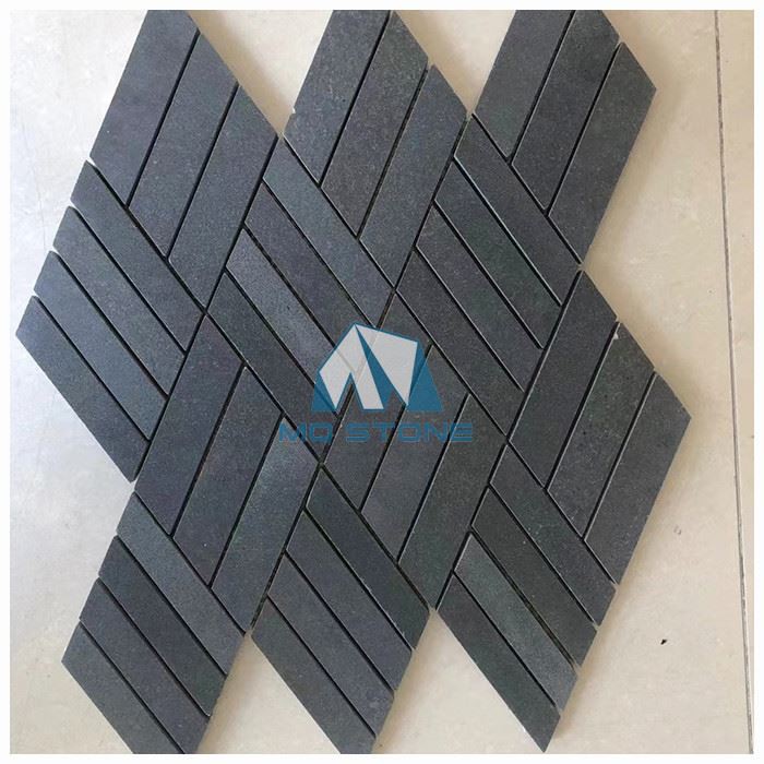 Black Basalt Herringbone Mosaic Tile