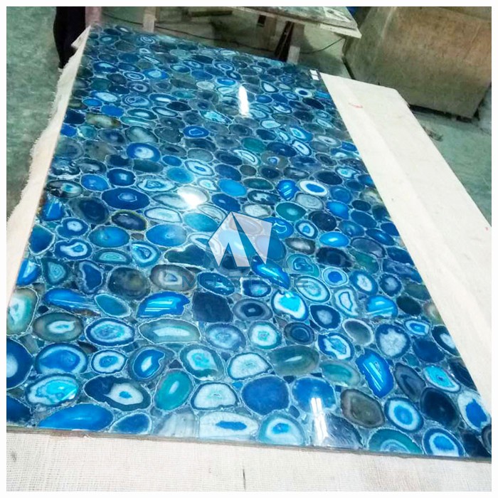 Translucent blue agate slice stone slabs