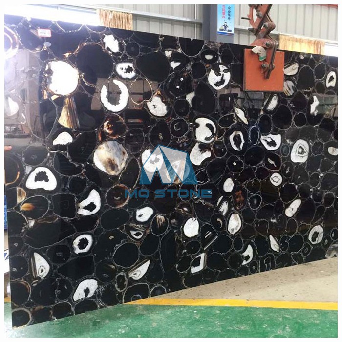 Black Agate Semi Precious Stone Slab