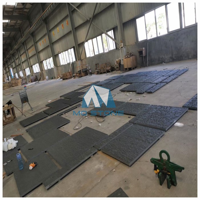 Black granite flamed wall cladding Black granite flamed wall cladding