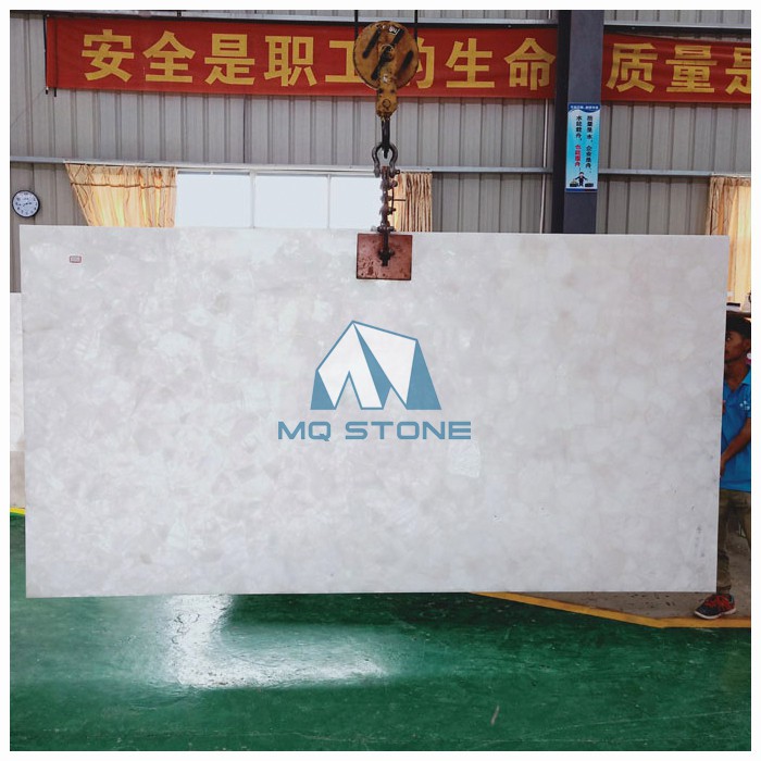 white quartz backlit slab