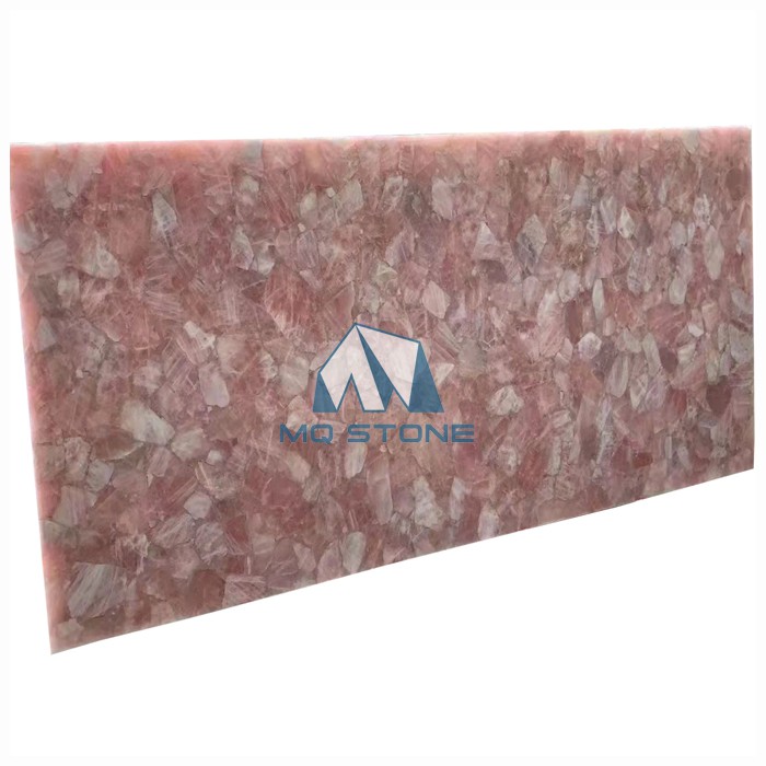 Pink White Quartz Backlit Slab