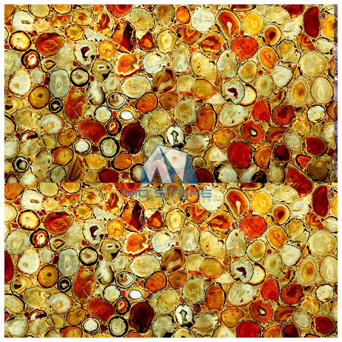 Backlit Transparent Red Agate Slab